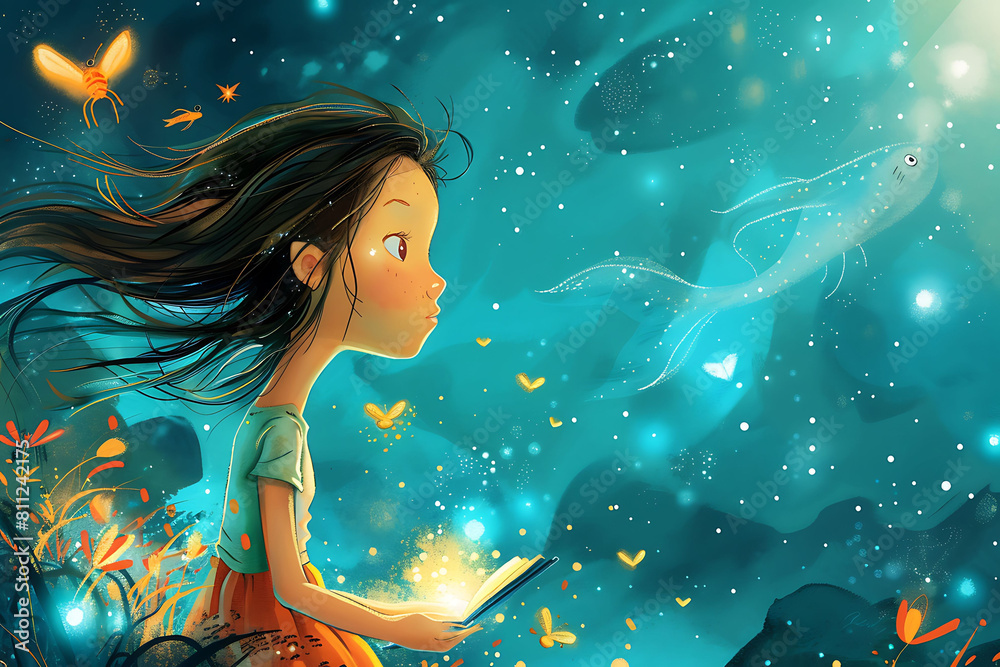 girl on the background of the stars girl on the background of the stars