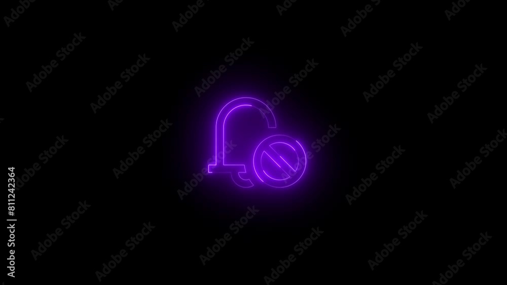 Neon glowing purple color ringer silent icon on black background animation Neon glowing purple color ringer silent icon on black background animation