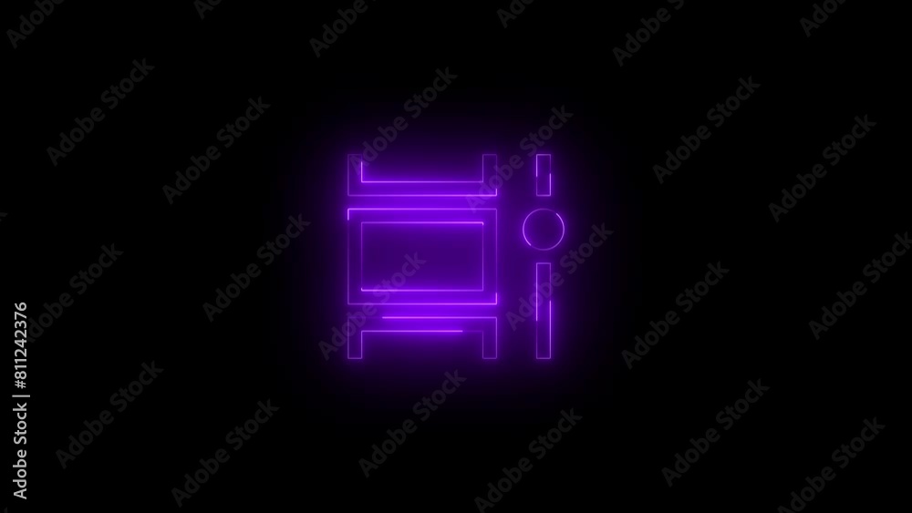 Neon glowing purple color task view symbol icon on black background animation Neon glowing purple color task view symbol icon on black background animation