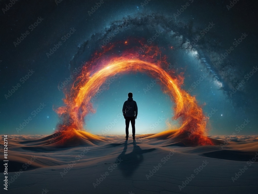 The concept of AI and the future. Consciousness The universe is intertwined with the essence of human beings in the cosmos. Neural Net.