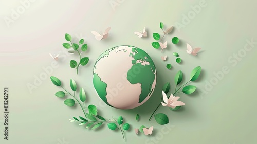 earth day vector creative concept  minimal details  light colors  Generative Ai 