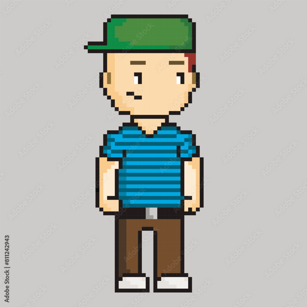 Hipster man vector illustration in pixel art Hipster man vector illustration in pixel art
