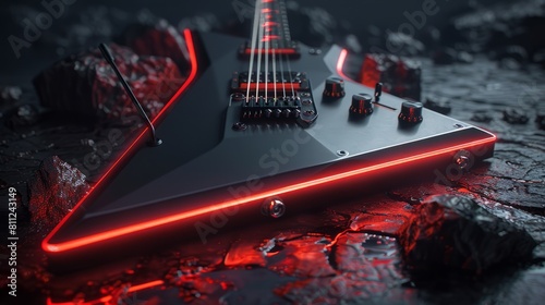 A modern devilish electric guitar. hyper realistic  photo