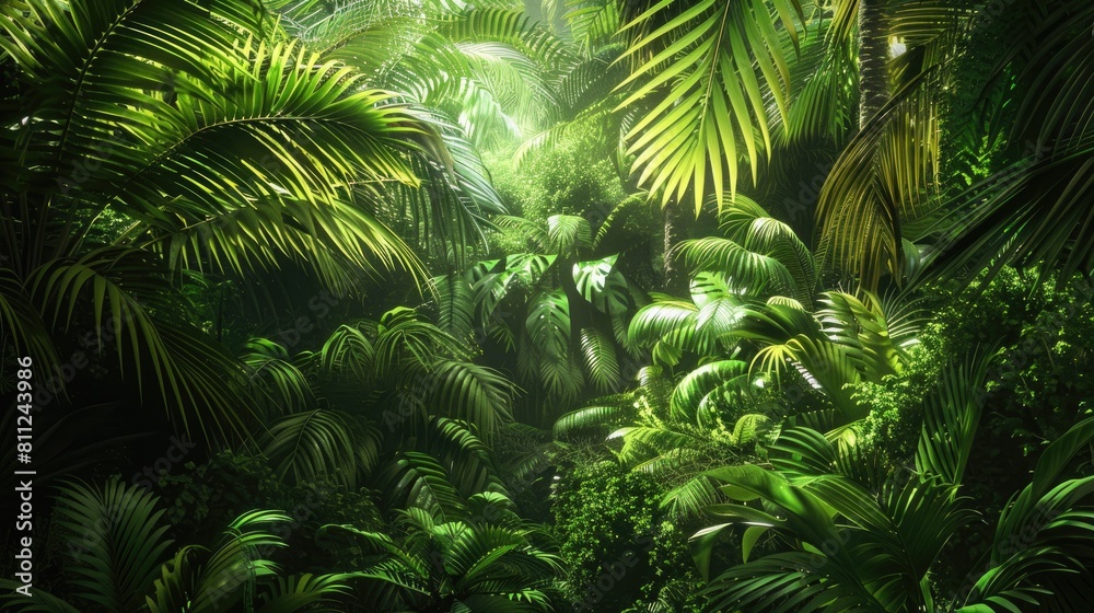 Lush foliage thrives in the depths of the jungle Lush foliage thrives in the depths of the jungle