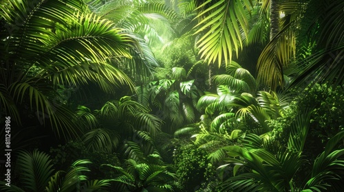 Lush foliage thrives in the depths of the jungle