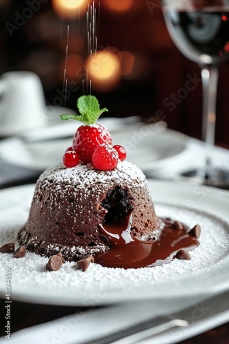 delicious chocolate lava cake in a gourmet restaurant