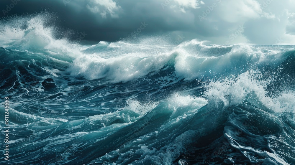 The ocean roared with tumultuous waves
