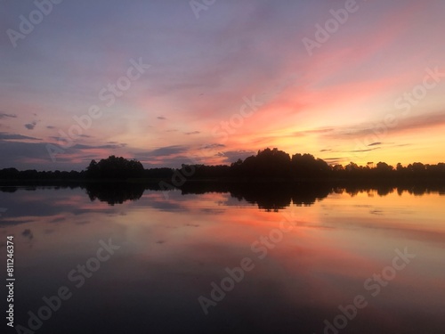 sunset over lake