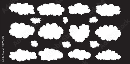 Chalk drawn clouds set. Isolated hand drawn doodles