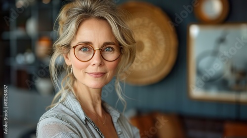 Portrait of a Confident Mature Woman Wearing Glasses photo