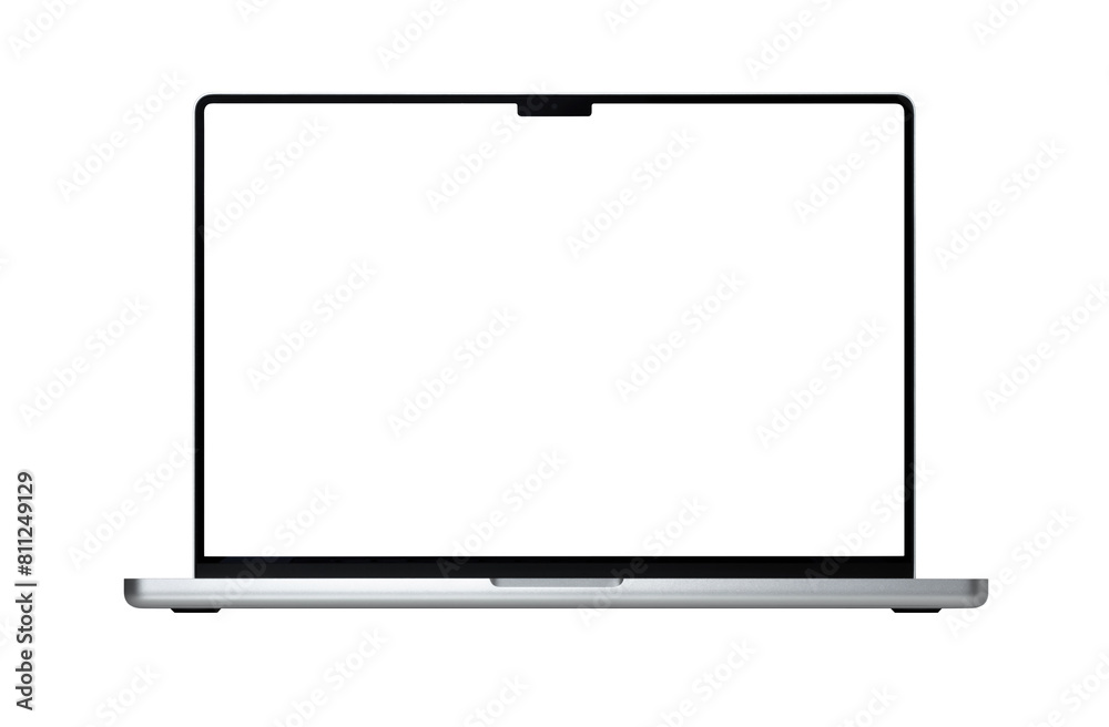 Open Macbook grey laptop by Apple isolated on white background. Mackbook Pro 16 M1 chip 2021. Open Macbook grey laptop by Apple isolated on white background. Mackbook Pro 16 M1 chip 2021.