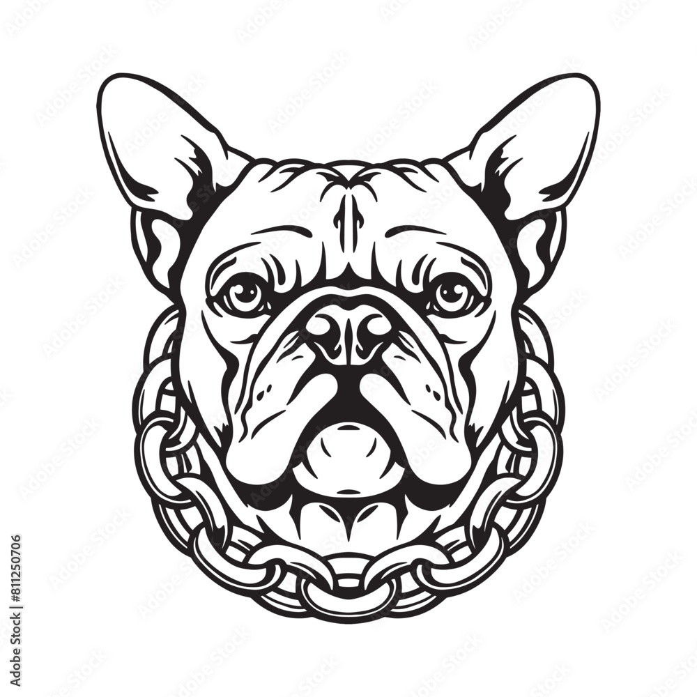 Fototapeta premium French bulldog with a gold chain. vector illustration