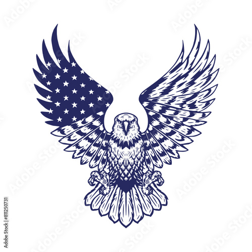 American symbol eagle with outstretched wings of usa flag.vector illustration