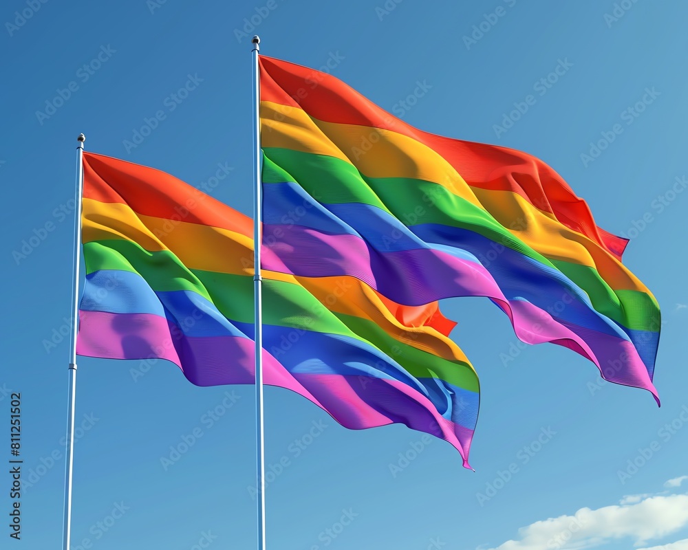 Rainbow Flags, Bright, Event Photography, Joyful, Celebratory , 3DCG