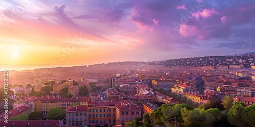 Aerial Perspective of Nice, the Capital of Alpes-Maritimes in the French Riviera. Concept Travel Photography, Aerial Views, Landscapes, Architecture, French Riviera photo