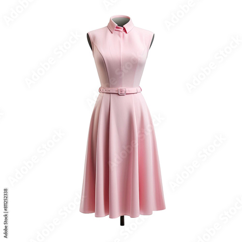  ladies pink colored dress isolated on transparent background. AI generated.
