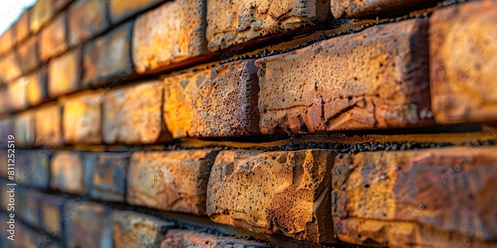 Closeup of brick sealant protecting new homes from harm. Concept Home Maintenance, Protective Coating, Brick Sealing, Property Preservation, Weather Resistance