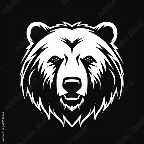 A bear head with a black background