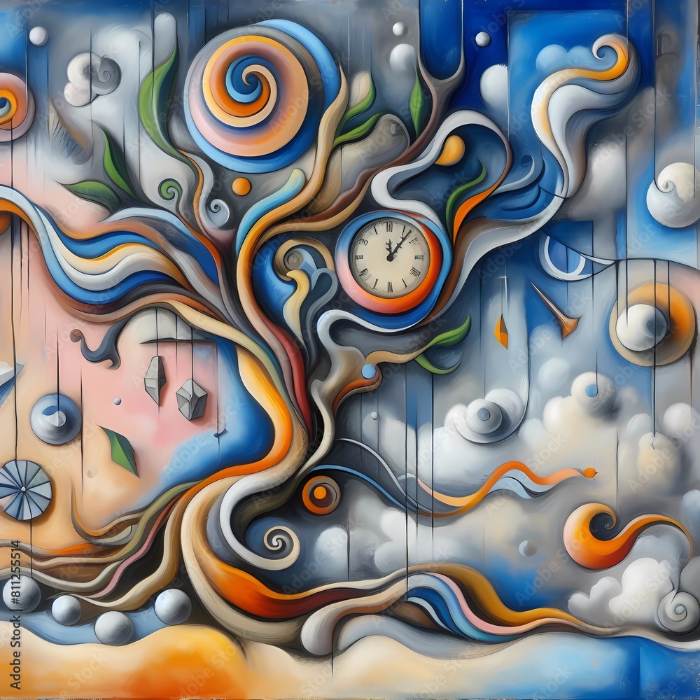 surrealism artwork with abstract concepts, hallucinations, thinking, creativity, shaped objects, moon clouds, eyes, imaginary animals and dreams, Generaive AI surrealism artwork with abstract concepts, hallucinations, thinking, creativity, shaped objects, moon clouds, eyes, imaginary animals and dreams, Generaive AI