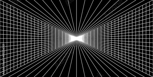 Modern black cyberspace grid line room abstract background