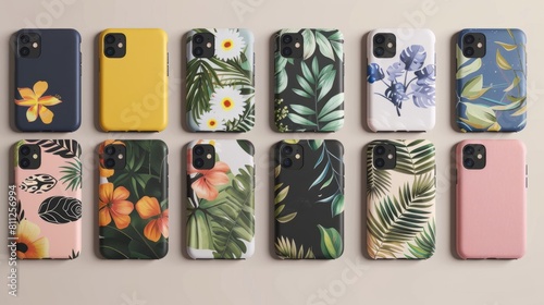 Set of Smartphone Cases Layout Mockup hyper realistic 