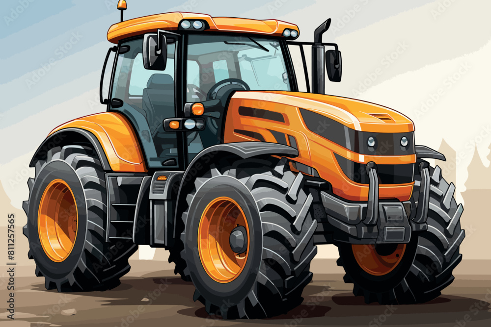 Obraz premium Tractor vector icon. Isolated Farming Vehicle Agricultur.