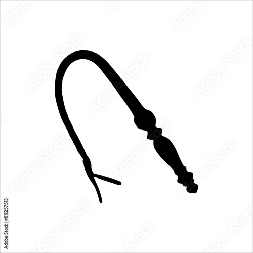 Leather whip silhouette isolated on white background. Whip icon vector illustration design.