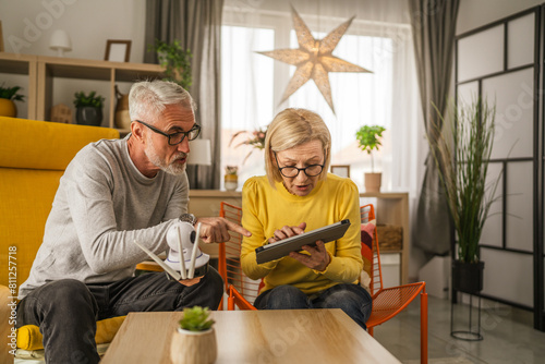 Couple at home connect and install cctv security surveillance camera