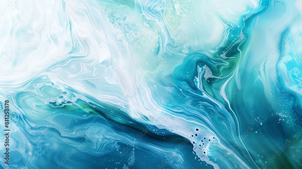 Fluid waves of abstract blues and greens, dynamic motion of innovation in tech Highangle, bright lighting, watercolorlike hues blend seamlessly Fluid waves of abstract blues and greens, dynamic motion of innovation in tech Highangle, bright lighting, watercolorlike hues blend seamlessly