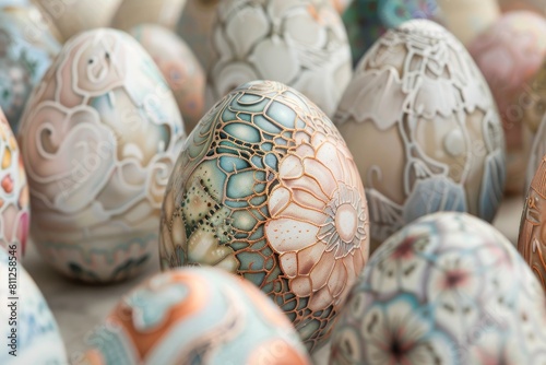 Wallpaper Mural A collection of colorful Easter eggs placed neatly on a table, A magical composition of Easter eggs adorned with intricate patterns and designs Torontodigital.ca