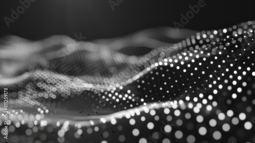 Wave of dots and weave lines. Abstract background. Network connection structure hyper realistic  photo