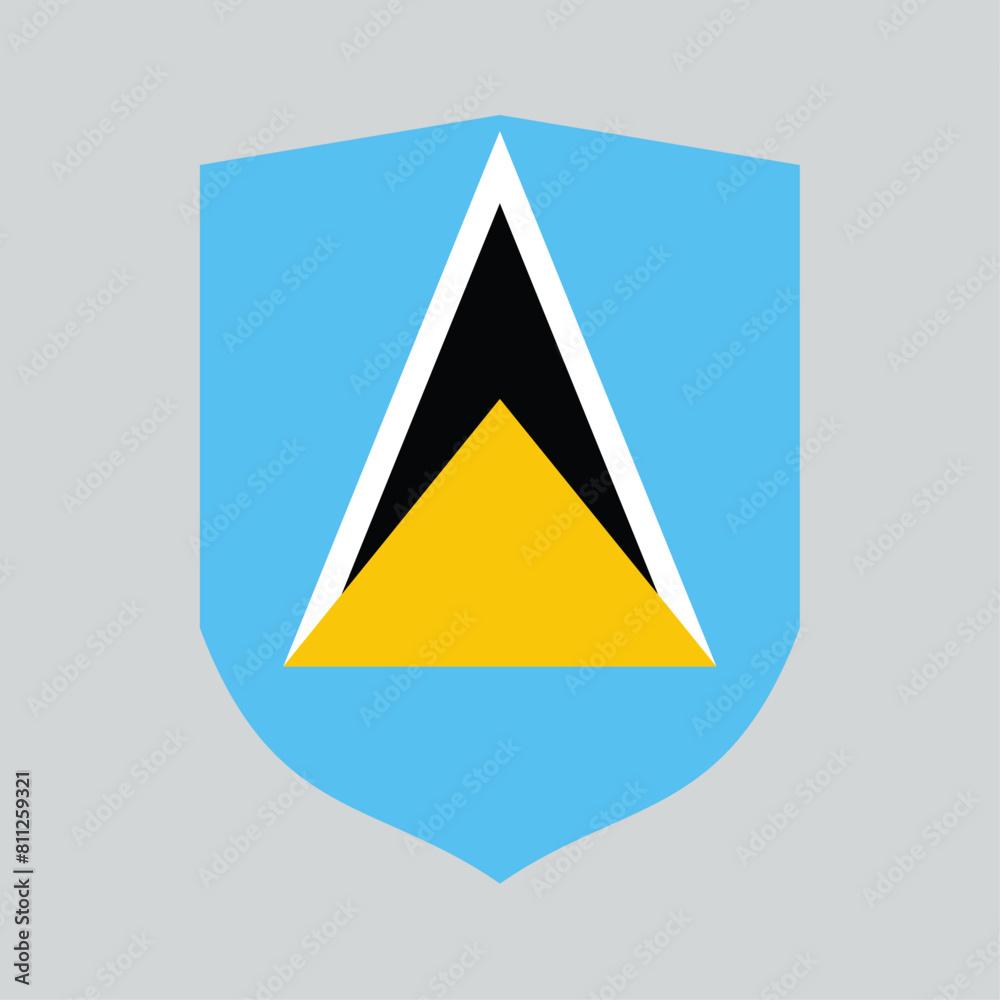 Saint Lucia Flag in Shield Shape Frame Saint Lucia Flag in Shield Shape Frame