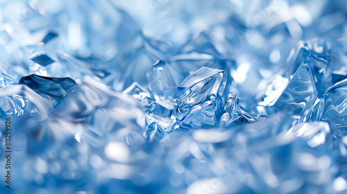 A close up of blue glass with a lot of ice.