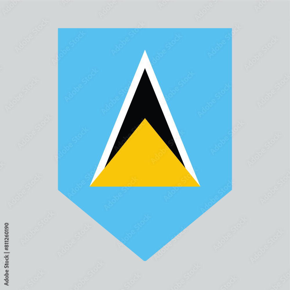 Saint Lucia Flag in Shield Shape Frame Saint Lucia Flag in Shield Shape Frame