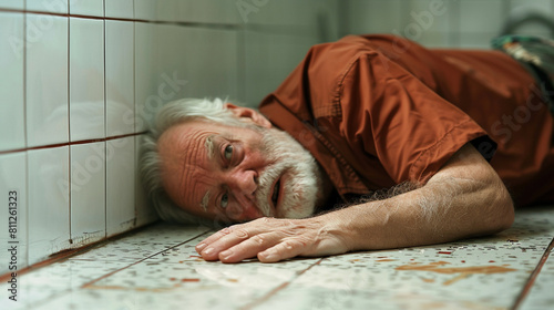 A senior man fell on a bathroom floor and can't get up