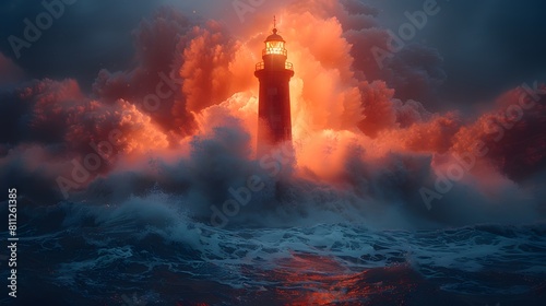 Lighthouse Standing Tall Against A Stormy Sea