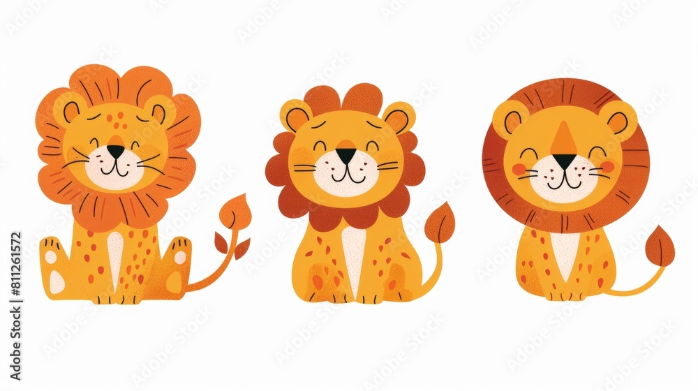Obraz premium Lion. Flat vector illustration of cute animal. Baby nursery art.