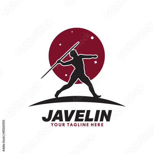 Javelin silhouette Logo Design vector
