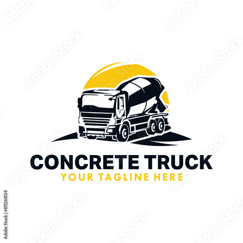 concrete mixer truck logo vector template