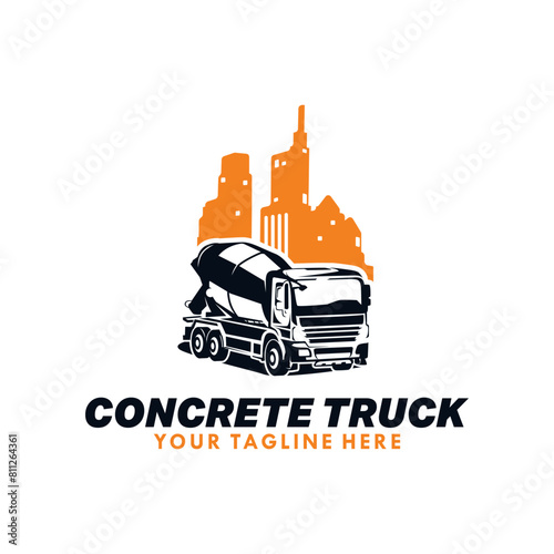concrete mixer truck logo vector template