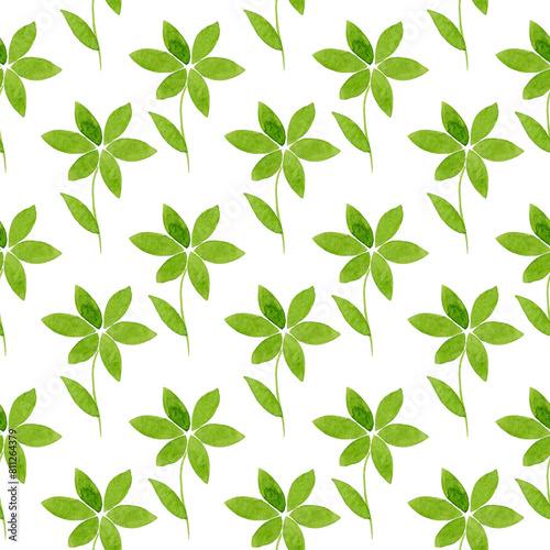 Green flowers in a rustic style. Modern abstract template. Hot sunny day. Watercolor seamless pattern