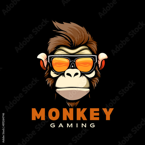 Photography stylish monkey with sunglasses vector logo