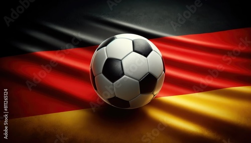 Soccer ball on the background of the German flag  UEFA Euro 2024  European Football Championship 2024 