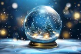 Beautiful 3d Classic Snow Globe Vector.Glass Sphere With Glares And Gighlights