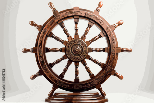 Steering wheel on isolated white background, close up view