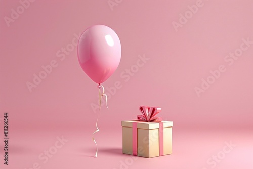 Happy birthday gold surprise balloon and box with copy space © Ирина Курмаева