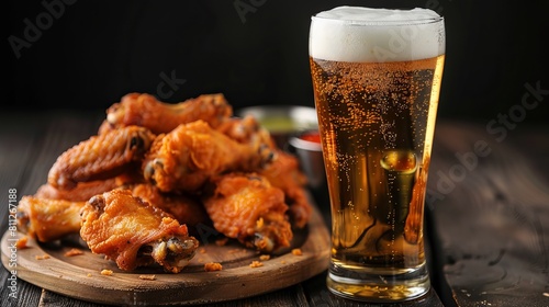 delicious chicken wings with a beer