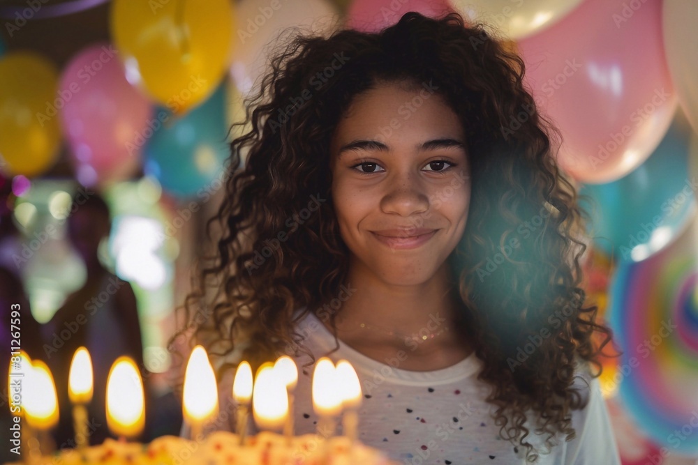 A swarthy teenage girl is brought a cake with candles to make her forget A swarthy teenage girl is brought a cake with candles to make her forget