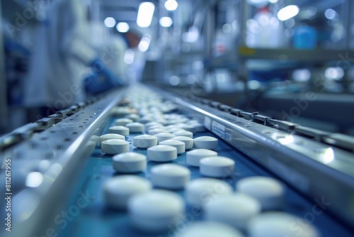 The manufacturing process in the pharmaceutical industry  which includes the manufacture  packaging and distribution of drugs and medicines. High-tech equipment and strict quality control ensure the s