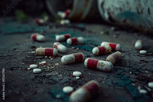 Habits, medication, pills, capsules, drugs, medicine, medical regime. photo